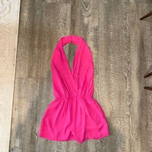 Superdown Vibrant Pink Halter Romper